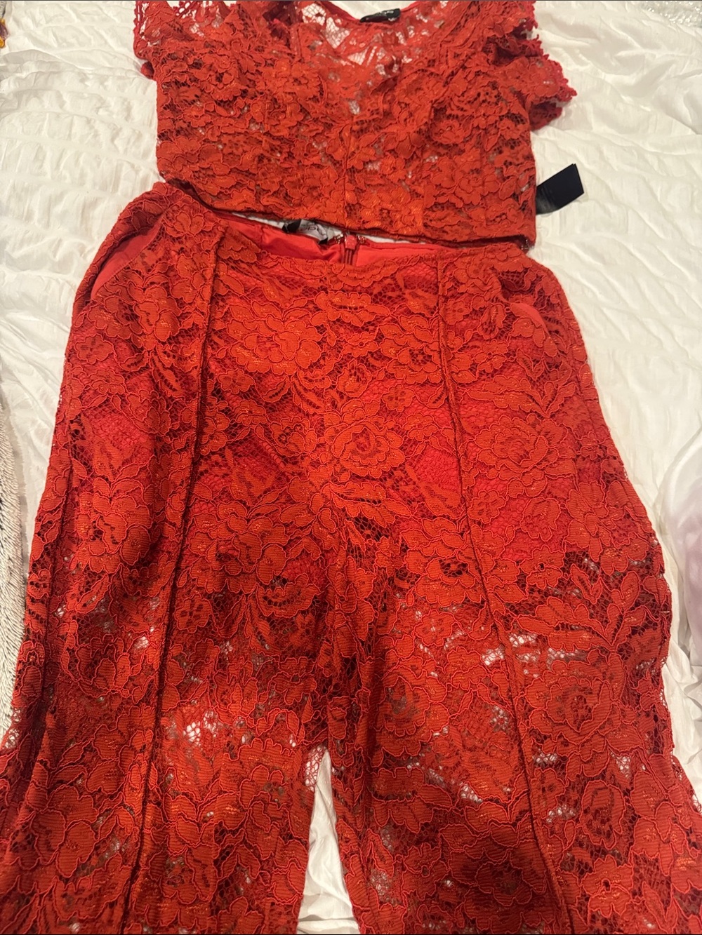bebe Red Lace Two-Piece Set